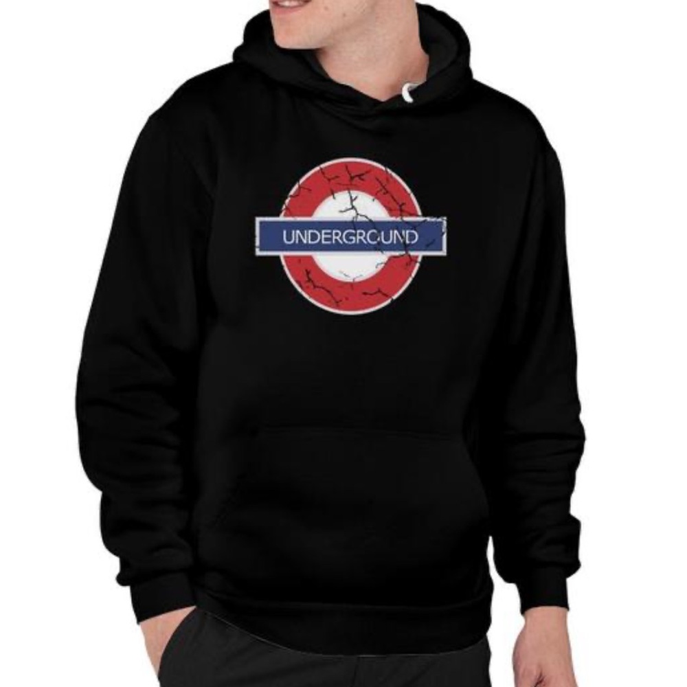 London Underground Metro Railway Sedex Wrap Black Hooded Sweatshirt
